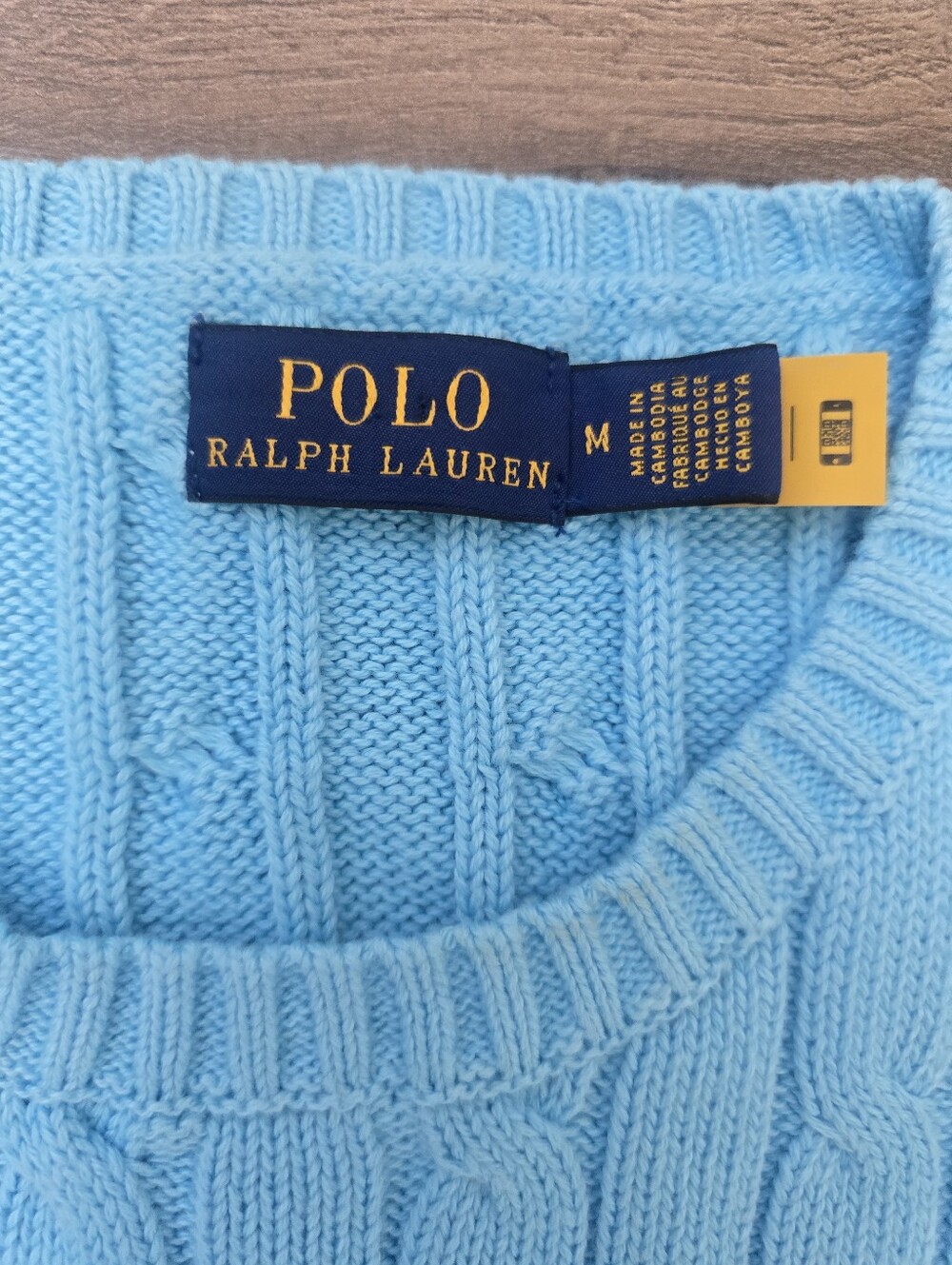Polo Ralph Lauren cable-knit crewneck sweater Blue Pink Preppy Quiet Luxury - Picture 3 of 10